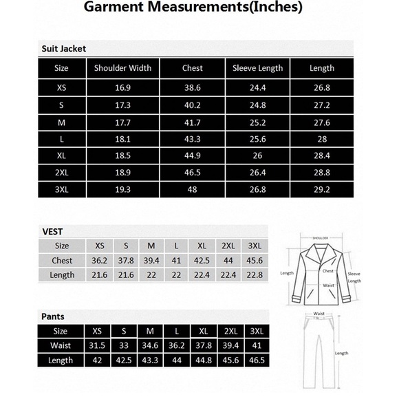 Mens Two Button Notch Lapel Slim Fit 3 Piece Suit - Picture 6 of 6